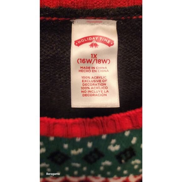 Womens Black Santa Claus Puppy Dog  Holiday Christmas Sweater - Picture 5 of 6